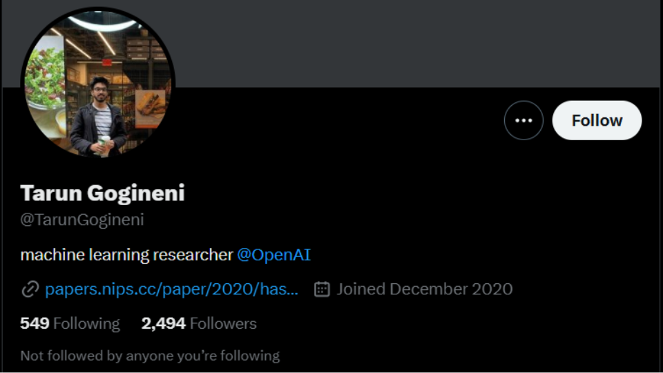 Tarun Gogineni (onderzoeker bij OpenAI, accountnaam “Roon”